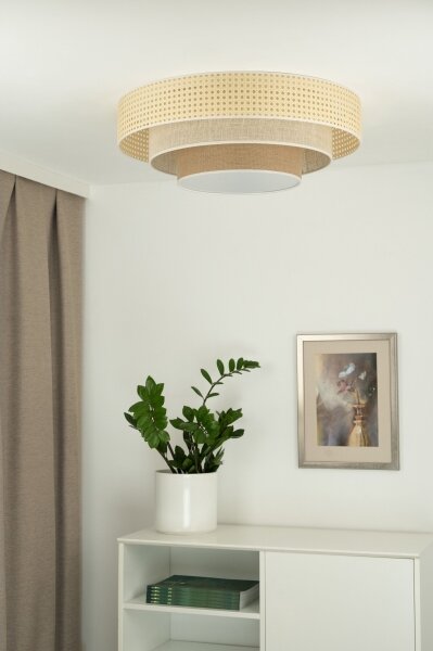 Duolla - Φωτιστικό οροφής LED LUNETA LED/26W/230V διάμετρος 60 cm 4000K rattan/μπεζ