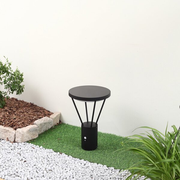 Lucande LED ηλιακός λαμπτήρας βάσης Elario, 44 cm, μαύρο, αισθητήρας, Μαύρο, Αλουμίνιο, σύγχρονο