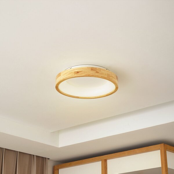 Lucande LED φωτιστικό οροφής Samvel, Ø 40 cm, ξύλο, Ξύλου, Σαλόνι / τραπεζαρία, Ξύλο, σύγχρονο