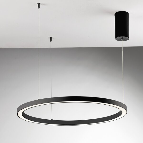 Luce Ambiente Design Κρεμαστό φωτιστικό LED Hoop, μαύρο, Ø 80 cm, μέταλλο, CCT, Μαύρο, Σαλόνι / τραπεζαρία, Αλουμίνιο, σύγχρονο