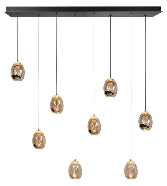HighLight Κρεμαστό φωτιστικό Golden Egg, κεχριμπαρένιο/χρυσό, μήκος 115 cm, γυαλί 8 φώτων, ρυθμιζόμενος, Σαλόνι / τραπεζαρία, Μέταλλο, σύγχρονο