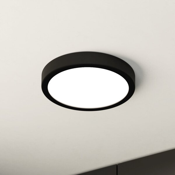 EGLO Φωτιστικό οροφής LED Fueva 5 IP44 3000K μαύρο Ø21cm, Μαύρο, Μπάνιο, Μέταλλο