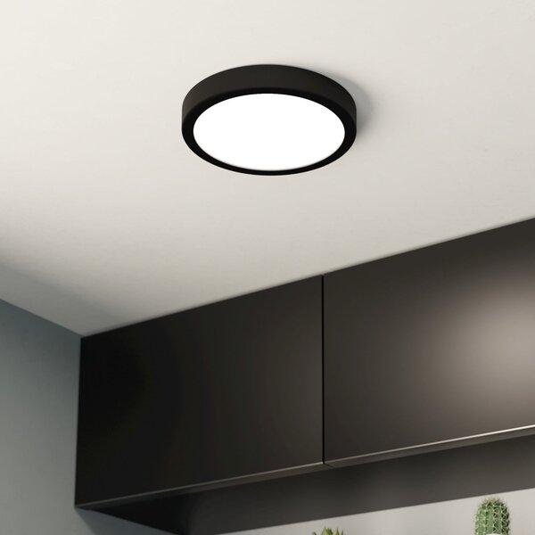 EGLO Φωτιστικό οροφής LED Fueva 5 IP44 3000K μαύρο Ø21cm, Μαύρο, Μπάνιο, Μέταλλο