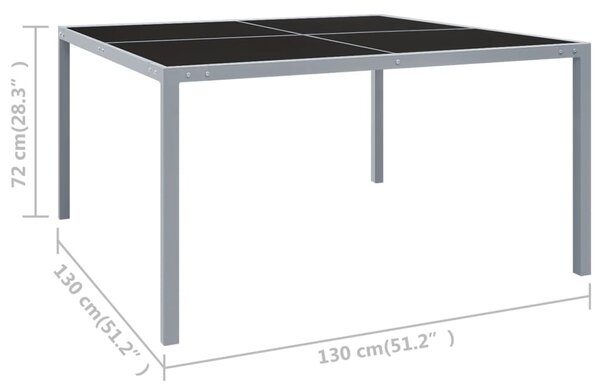 VidaXL Τραπέζι Κήπου Γκρι 130 x 130 x 72 εκ. από Ατσάλι και Γυαλί