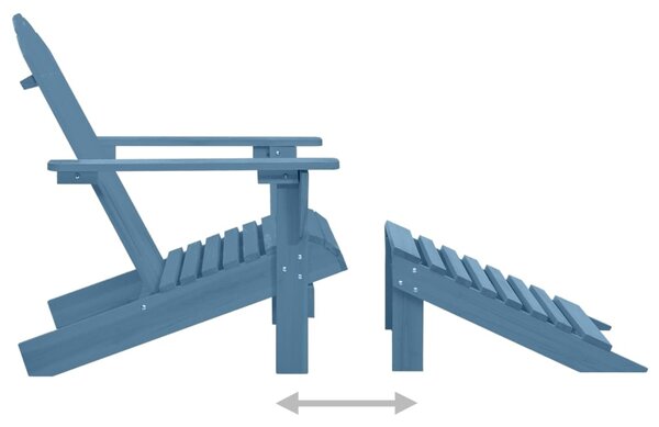 VidaXL Καρέκλα Κήπου Adirondack με Υποπόδιο Μπλε από Ξύλο Ελάτης