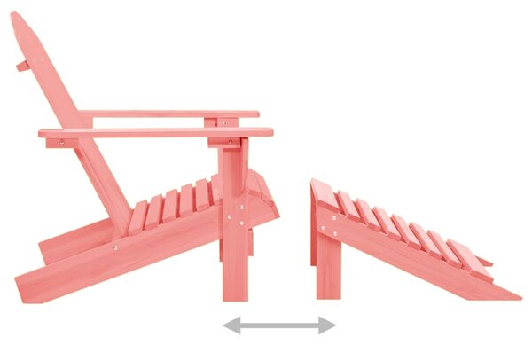 VidaXL Καρέκλα Κήπου Adirondack με Υποπόδιο Ροζ από Ξύλο Ελάτης