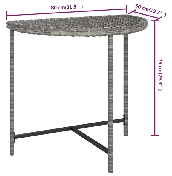 VidaXL Τραπέζι Κήπου Γκρι 80 x 50 x 75 εκ. από Συνθετικό Ρατάν