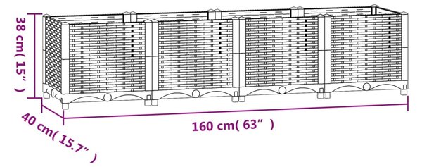 VidaXL Ζαρντινιέρα 160 x 40 x 38 εκ. από Πολυπροπυλένιο