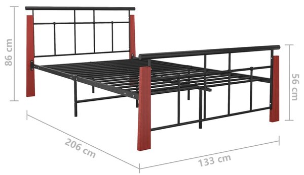 VidaXL Πλαίσιο Κρεβατιού 120 x 200 εκ. Μέταλλο/Μασίφ Ξύλο Δρυός