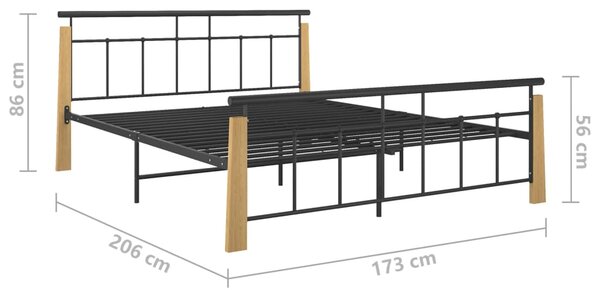 VidaXL Πλαίσιο Κρεβατιού 160 x 200 εκ. από Μέταλλο & Μασίφ Ξύλο Δρυός