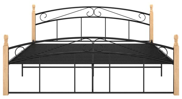 VidaXL Πλαίσιο κρεβατιού μαύρο μεταλ./μασίφ ξύλο δρυς 160x200 εκ