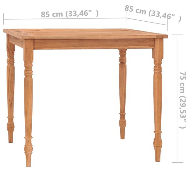 VidaXL Τραπέζι Batavia 85 x 85 x 75 εκ. από Μασίφ Ξύλο Teak