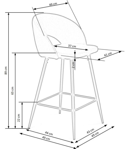 Σκαμπό μπαρ 89x49 cm γκρι/μαύρο