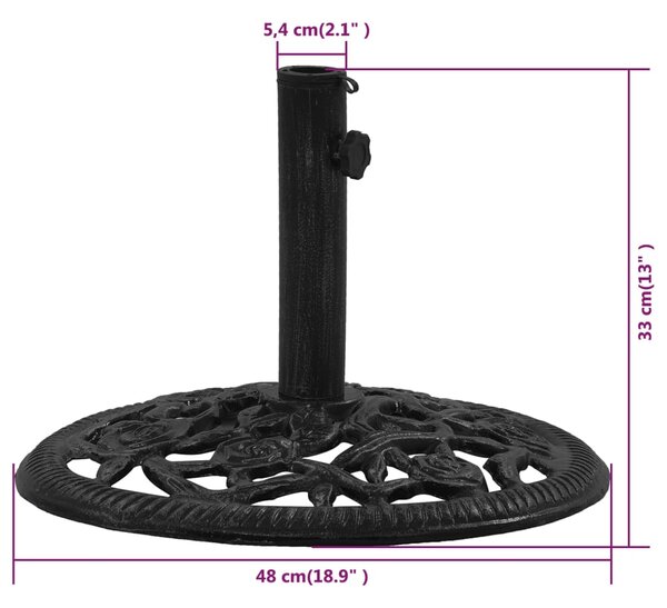 VidaXL Βάση Ομπρέλας Μαύρη 48 x 48 x 33 εκ. από Χυτοσίδηρο