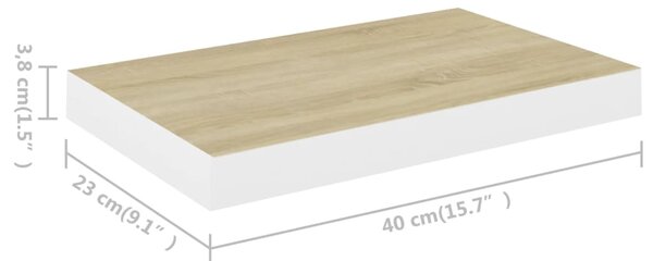 VidaXL Ράφια Τοίχου 2 τεμ. Δρυς/Άσπρο 40x23x3,8 εκ. MDF