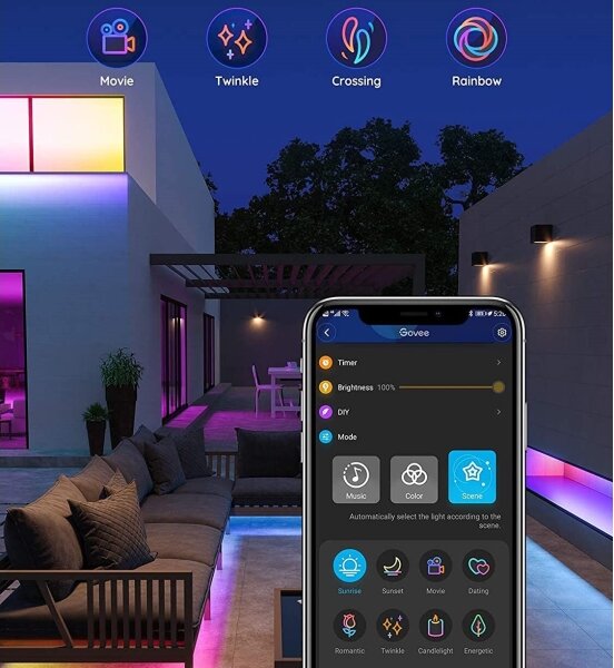 Govee - Εξωτερικού χώρου Pro SMART RGBICWW Εξωτερικού χώρου Ταινία LED 10m Wi-Fi IP65