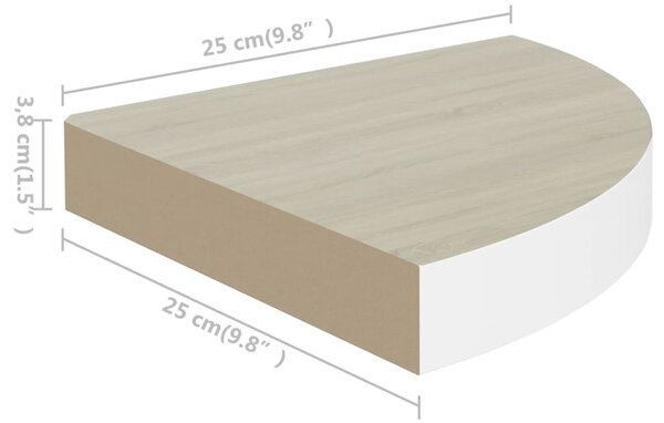 VidaXL Ράφια Τοίχου Γωνιακά 4 τεμ. Δρυς/Λευκό 25 x 25 x 3,8 εκ από MDF