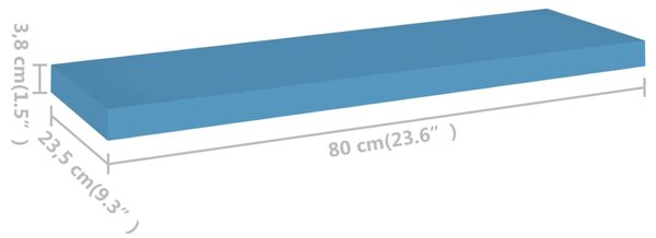 VidaXL Ράφια Τοίχου 2 τεμ. Μπλε 80 x 23,5 x 3,8 εκ. MDF