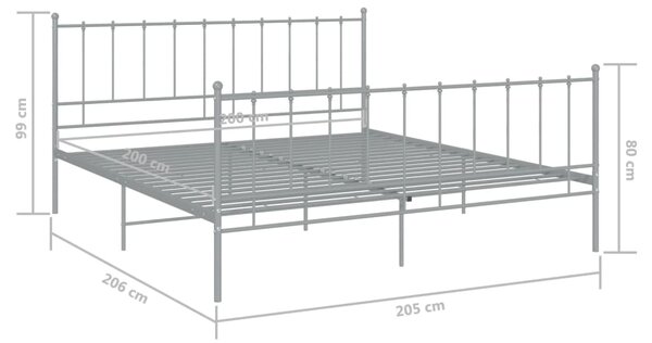 VidaXL Πλαίσιο Κρεβατιού Γκρι 200 x 200 εκ. Μεταλλικό