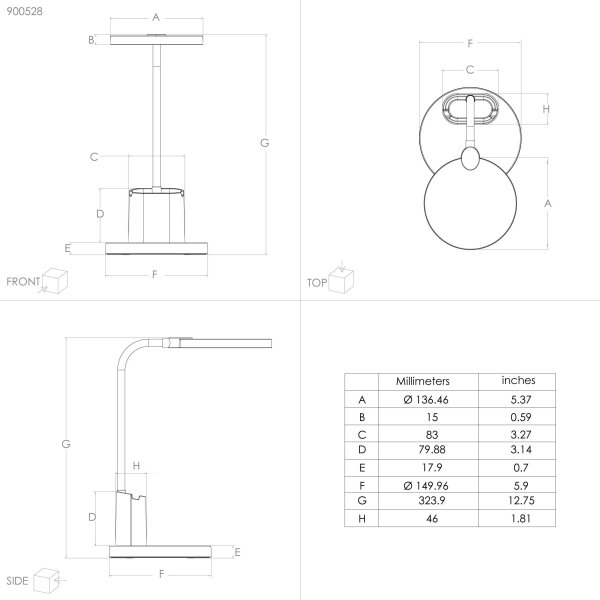 Eglo 900528 - Επιτραπέζιο φωτιστικό LED Dimmable BROLINI LED/2,1W/5V 1500 mAh μαύρο