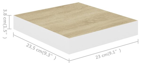 VidaXL Ράφια Τοίχου 2 τεμ. Δρυς και Άσπρο 23x23,5x3,8 εκ. MDF