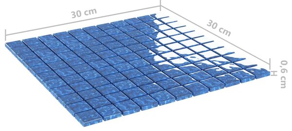 VidaXL Μωσαϊκά Πλακάκια 11 τεμ. Μπλε 30 x 30 εκ. Γυάλινα