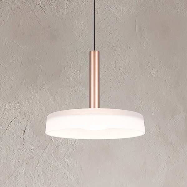 Trio Lighting Celeste LED κρεμαστό φωτιστικό, λευκό/καφέ, Ø 22 cm, γυαλί, ρυθμιζόμενο, ρυθμιζόμενος, Λευκό, Σαλόνι / τραπεζαρία, Γυαλί, σύγχρονο