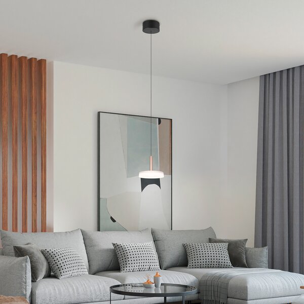 Trio Lighting Celeste LED κρεμαστό φωτιστικό, λευκό/καφέ, Ø 22 cm, γυαλί, ρυθμιζόμενο, ρυθμιζόμενος, Λευκό, Σαλόνι / τραπεζαρία, Γυαλί, σύγχρονο