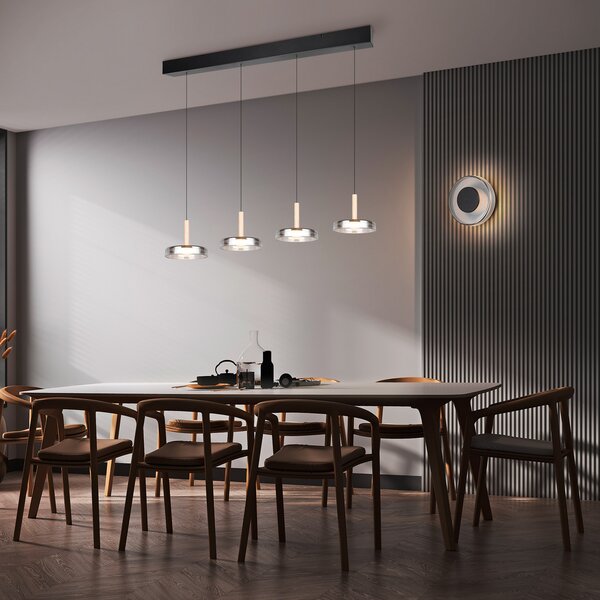 Trio Lighting Φωτιστικό τοίχου LED Celeste, μαύρο/χρώμιο, Ø 22 cm γυαλί με δυνατότητα, ρυθμιζόμενος, Μαύρο, Σαλόνι / τραπεζαρία, Γυαλί, σύγχρονο