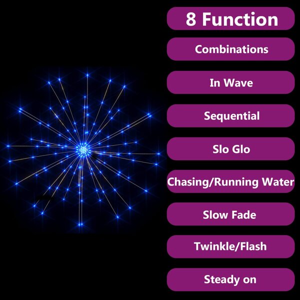 VidaXL Χριστ. Φώτα Εξ.Χώρου Πυροτέχνημα 10 Τεμ. Μπλε 20εκ 1400LED