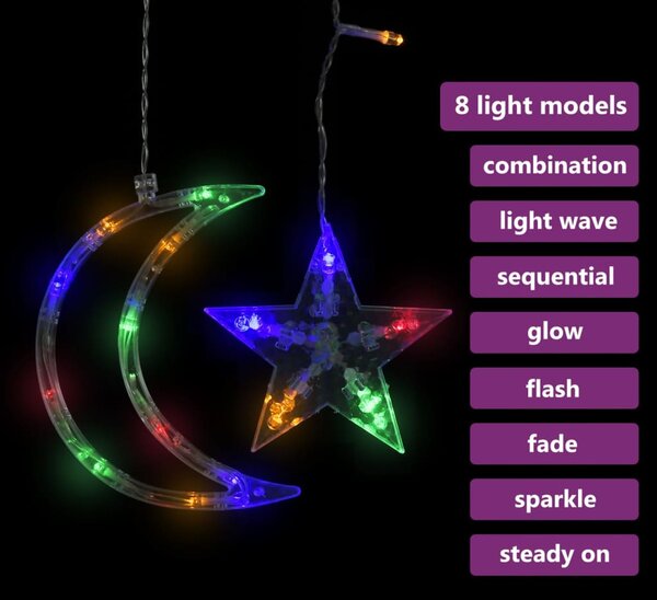 VidaXL Λαμπάκια σε Σχήμα Αστέρι & Φεγγάρι Πολύχρωμα Χειριστ. 345 LED