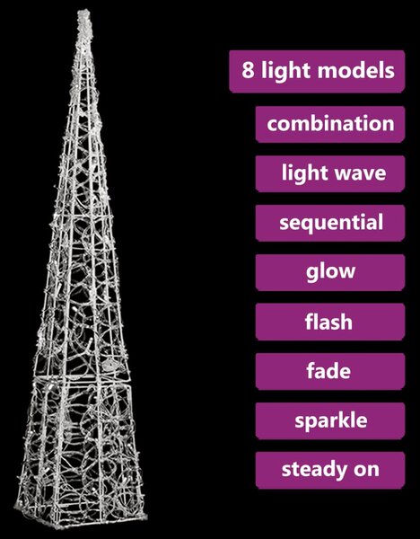VidaXL Κώνος Διακοσμητικός LED Ακρυλ. Ψυχρό Λευκό 90 εκ