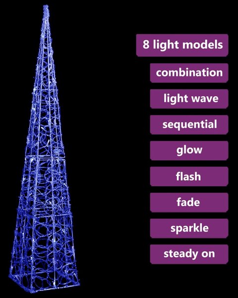 VidaXL Κώνος Διακοσμητικός LED Ακρυλικός Μπλε 120 εκ