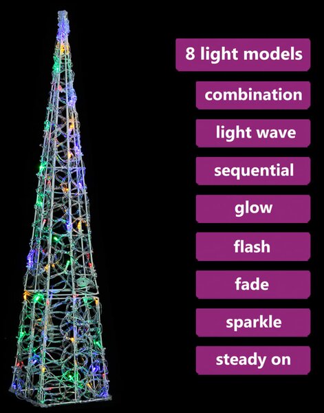 VidaXL Κώνος Διακοσμητικός LED Ακρυλικός Πολύχρωμος 90 εκ