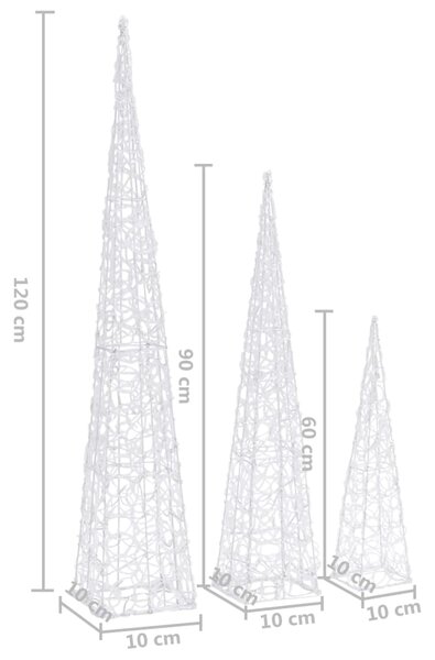 VidaXL Κώνοι Διακοσμητικοί LED Ακρυλικοί Σετ Μπλε 60/90/120 εκ