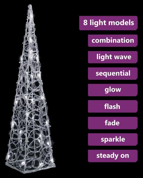 VidaXL Κώνος Διακοσμητικός LED Ακρυλ. Ψυχρό Λευκό 60 εκ