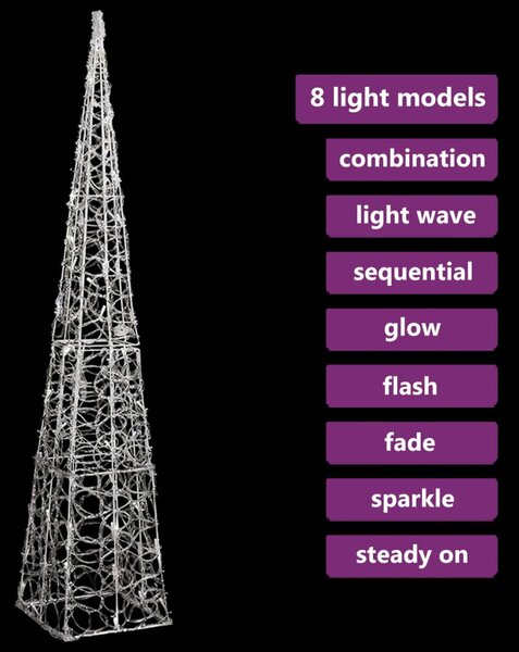 VidaXL Κώνος Διακοσμητικός LED Ακρυλ. Ψυχρό Λευκό 120 εκ