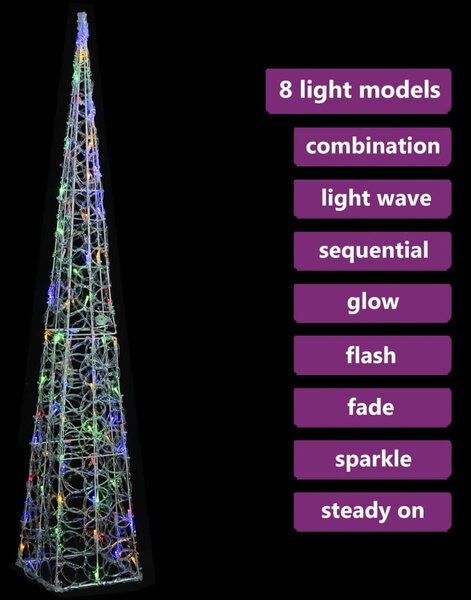 VidaXL Κώνος Διακοσμητικός LED Ακρυλικός Πολύχρωμος 120 εκ