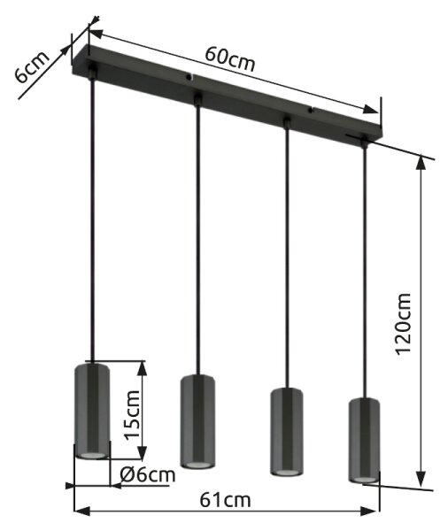 Globo 57918-4H - Κρεμαστό φωτιστικό οροφής JAMES 4xGU10/25W/230V