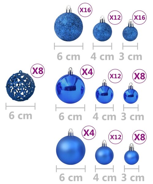VidaXL Χριστουγεννιάτικες Μπάλες Σετ 100 Τεμαχίων Μπλε