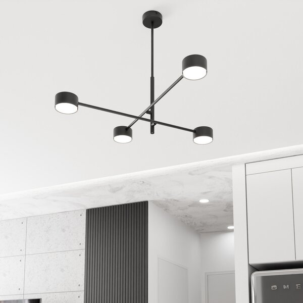 EMIBIG LIGHTING Κρεμαστή λάμπα Natsu, μήκος 64 cm, μέταλλο, 4 φτερά., ρυθμιζόμενος, Μαύρο, Σαλόνι / τραπεζαρία, Μέταλλο, σύγχρονο