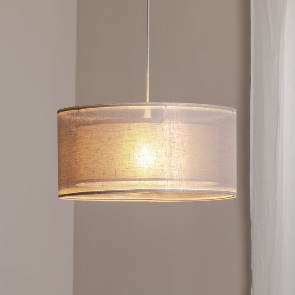 Maco Design Duo Den Light κρεμαστό φωτιστικό, ασημί-γκρι, Ø 50 cm, λινό, PVC, ρυθμιζόμενος, Γκρι, Σαλόνι / τραπεζαρία, Ύφασμα / Κλωστοϋφαντουργία
