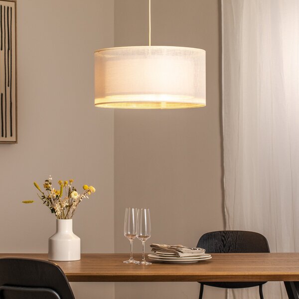 Maco Design Duo Den Light κρεμαστό φωτιστικό, κρεμ, Ø 50 cm, λινό, PVC, ρυθμιζόμενος, Μπεζ, Σαλόνι / τραπεζαρία, Ύφασμα / Κλωστοϋφαντουργία