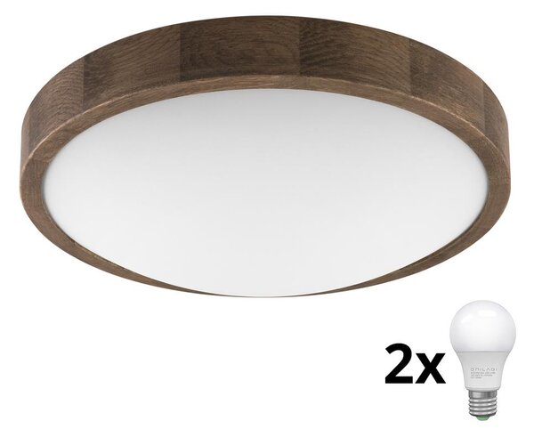 Brilagi - LED Φωτιστικό οροφής CARVALHO SLIM 2xE27/60W/230V δρυς διάμετρος 37 cm