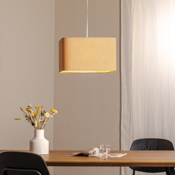 Maco Design Kwadro κρεμαστό φωτιστικό, μπεζ, 40 x cm, ύφασμα γιούτα, ρυθμιζόμενος, Μπεζ, Σαλόνι / τραπεζαρία, Ύφασμα / Κλωστοϋφαντουργία