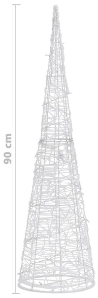 VidaXL Πυραμίδα Κωνική Διακοσμητική LED Ακρυλ. Ψυχρό Λευκό 90 εκ