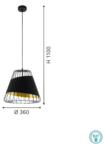 Φωτιστικό Κρεμαστό Vintage Industrial EGLO AUSTELL 49446 D360mm