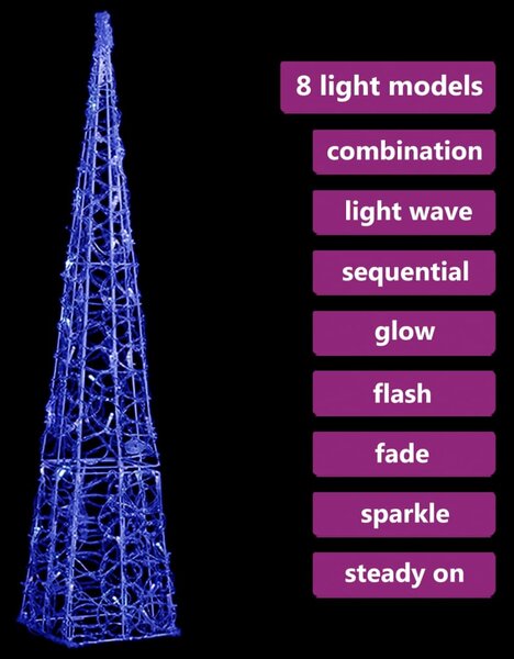 VidaXL Κώνος Διακοσμητικός LED Στρογγυλός Ακρυλικός Μπλε 90 εκ