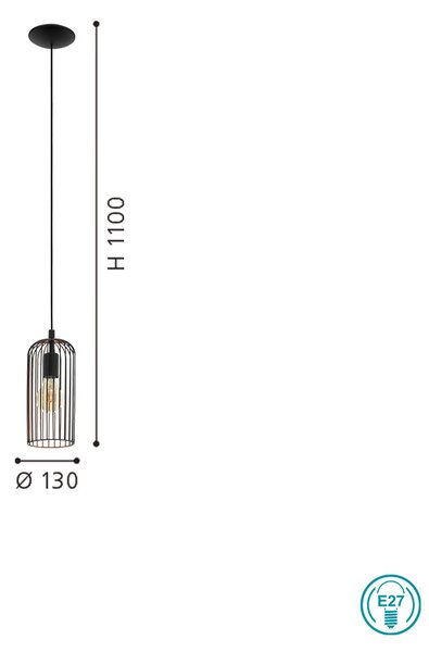 Φωτιστικό Κρεμαστό Vintage Industrial EGLO ROCCAMENA 49644