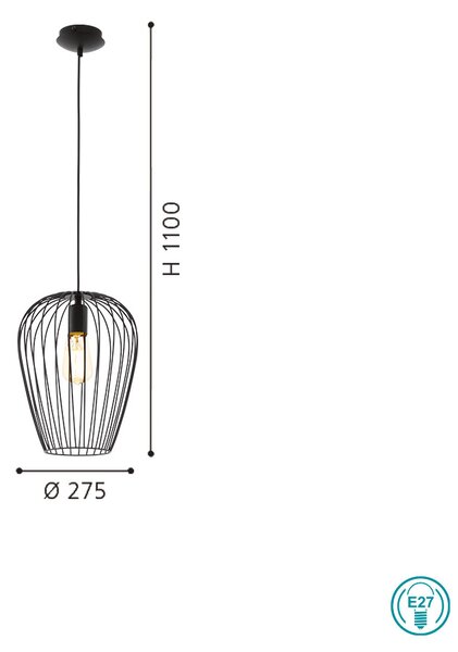 Φωτιστικό Κρεμαστό Vintage Industrial EGLO NEWTOWN 49472 D275mm